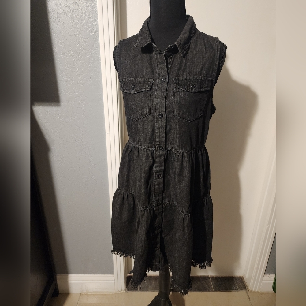 No Tag Grey Denim Look Sleeveless Dress Size S